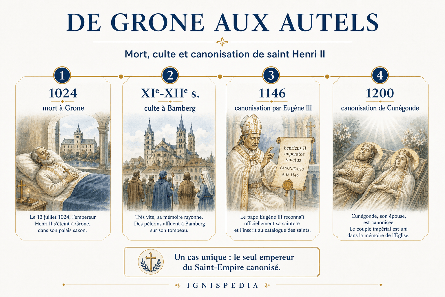 Chronological infographic on the death, cult and canonization of Saint Henry II