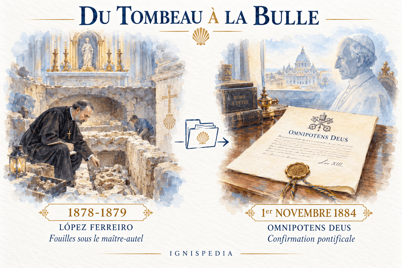 Les fouilles de López Ferreiro en 1878-1879 et la bulle Omnipotens Deus de Léon XIII en 1884