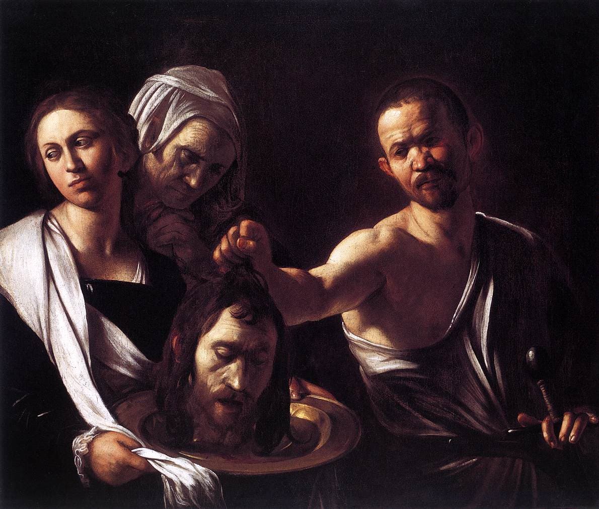 Salomè che riceve la testa di Giovanni Battista nel dipinto di Caravaggio