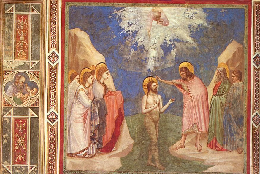 Giovanni che battezza Gesù nel Giordano, affresco di Giotto a Padova