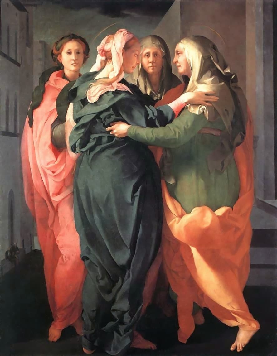 Maria ed Elisabetta che si abbracciano nella Visitazione, dipinto del Pontormo
