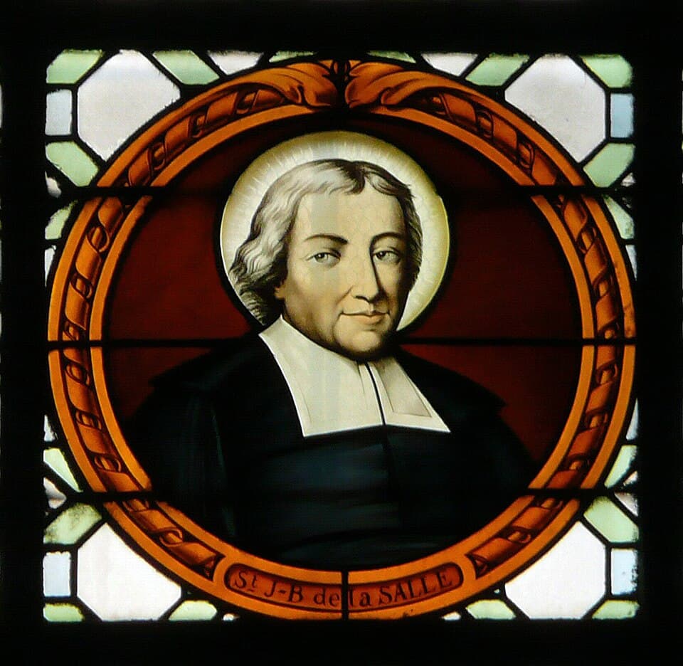 Stained glass depicting Saint John Baptist de La Salle