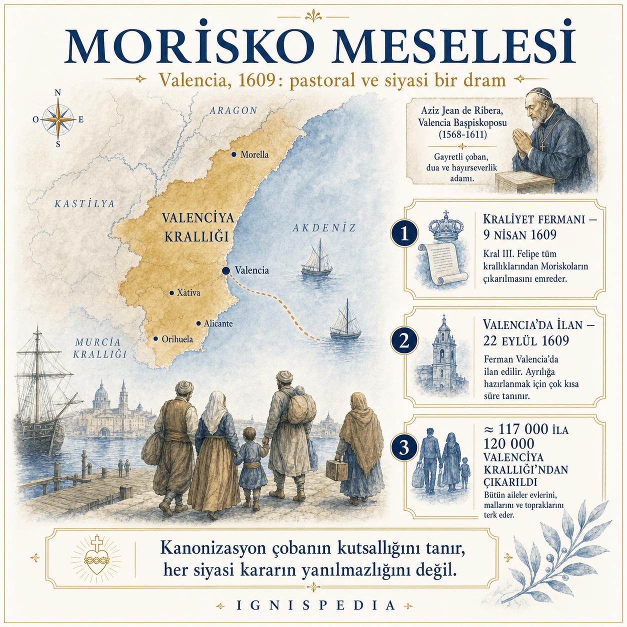 1609’da Valencia’daki Morisko sürgününü gösteren harita ve veriler