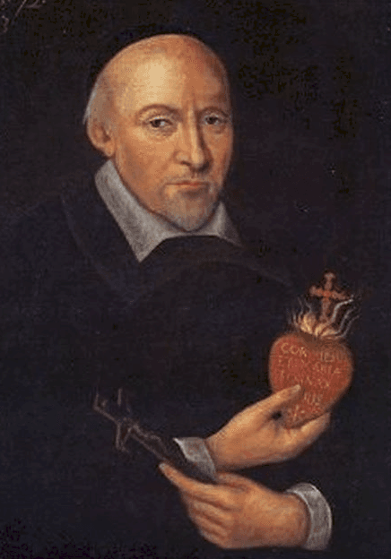 John Eudes holding an inflamed heart, anonymous painting circa 1673