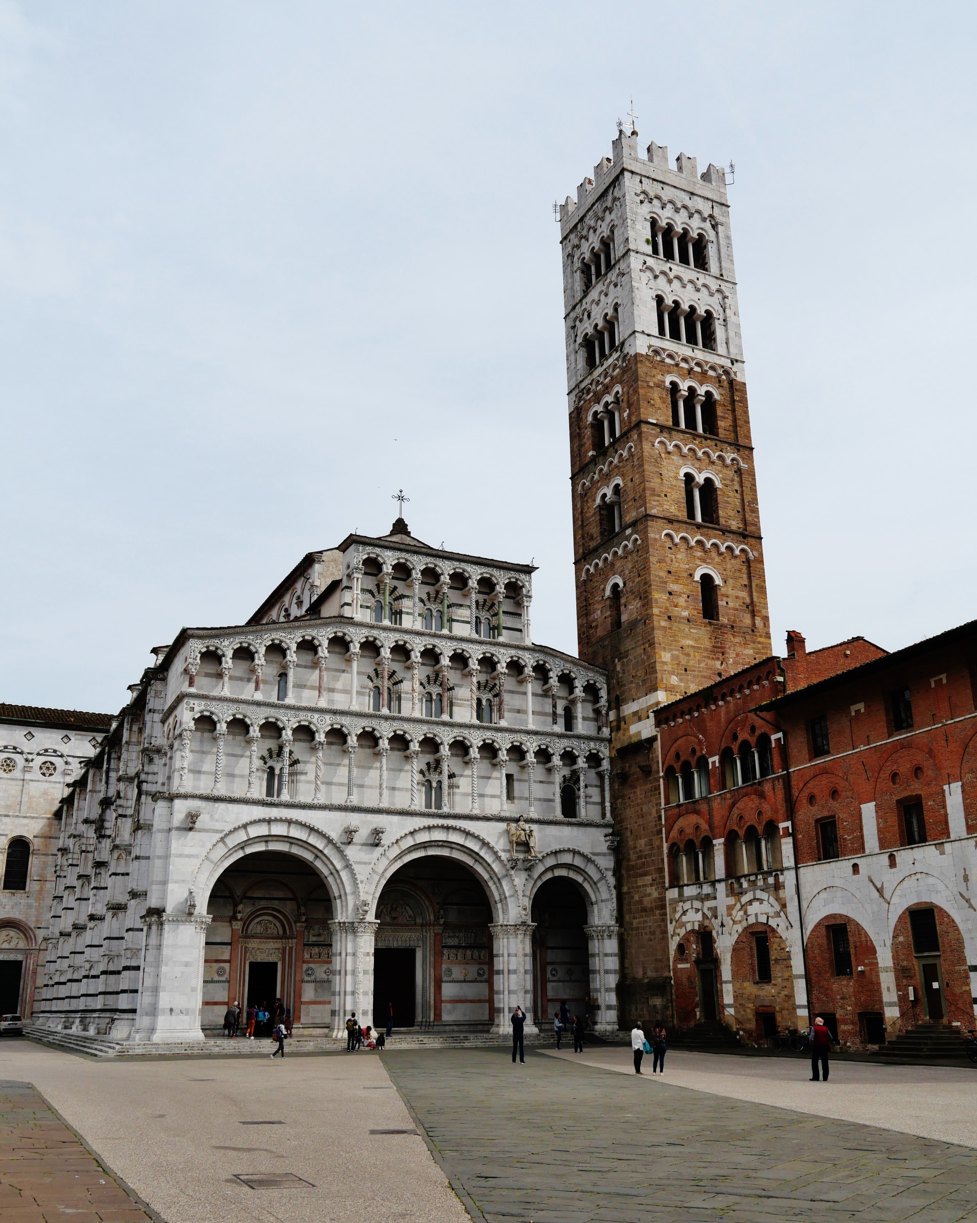 Facade and campanile of San Martino Cathedral in Lucca