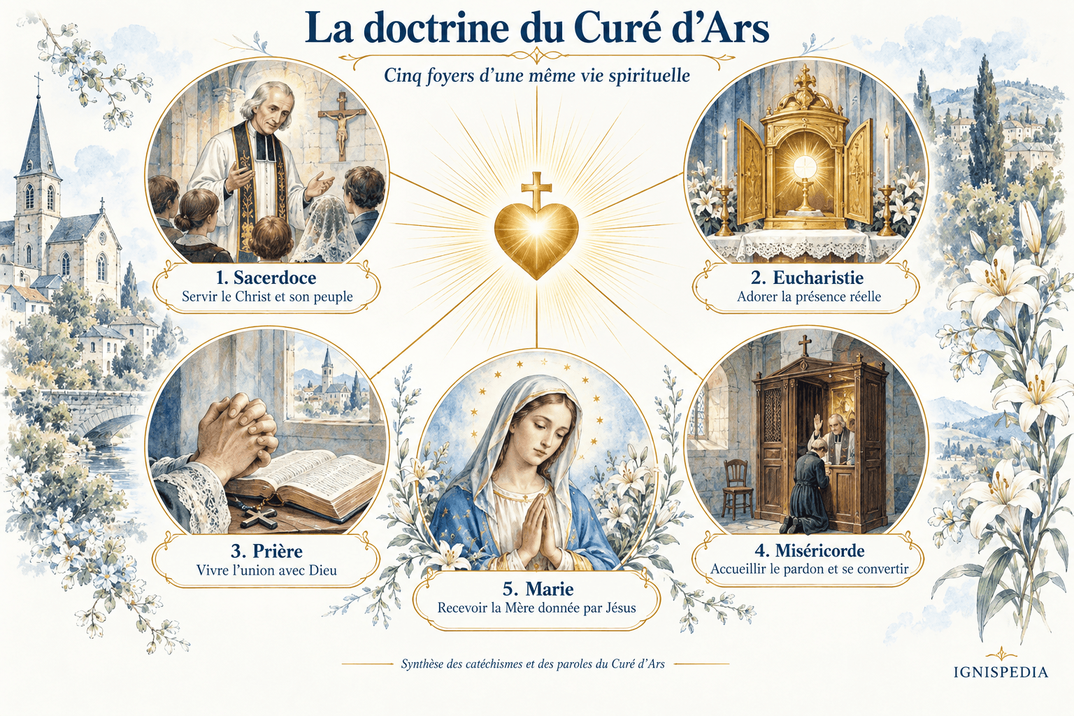 Les cinq foyers spirituels du Curé d’Ars : sacerdoce, Eucharistie, prière, miséricorde et Marie