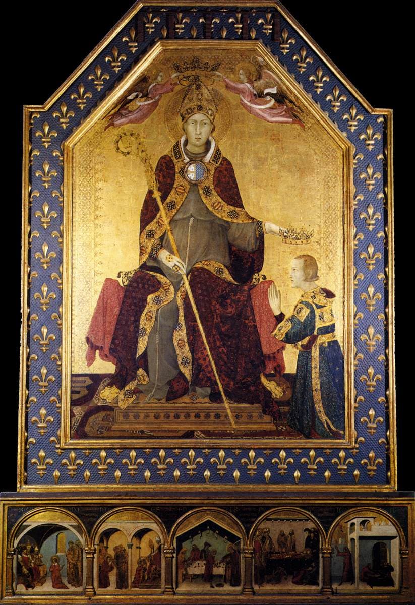 Saint Louis of Toulouse crowning Robert of Anjou, painting by Simone Martini