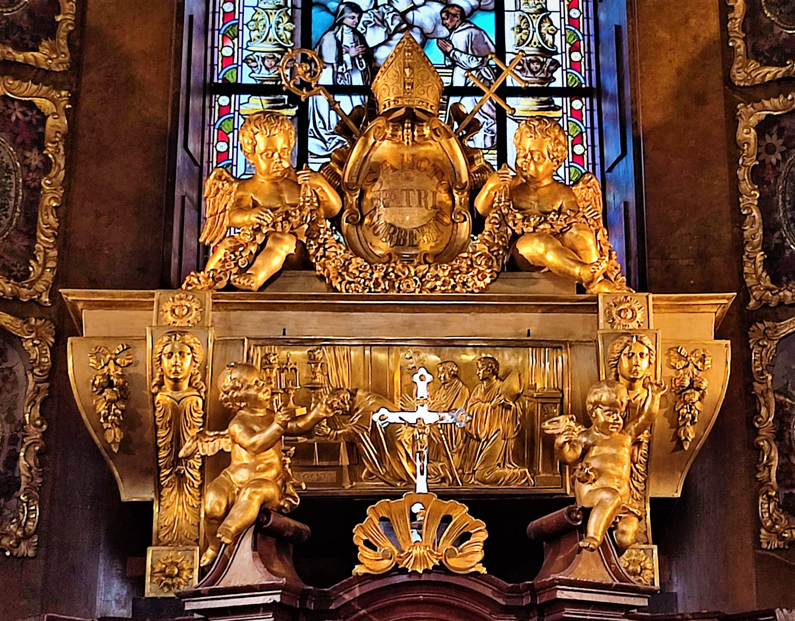 Gilded tomb of Saint Norbert in the basilica of Strahov Monastery in Prague