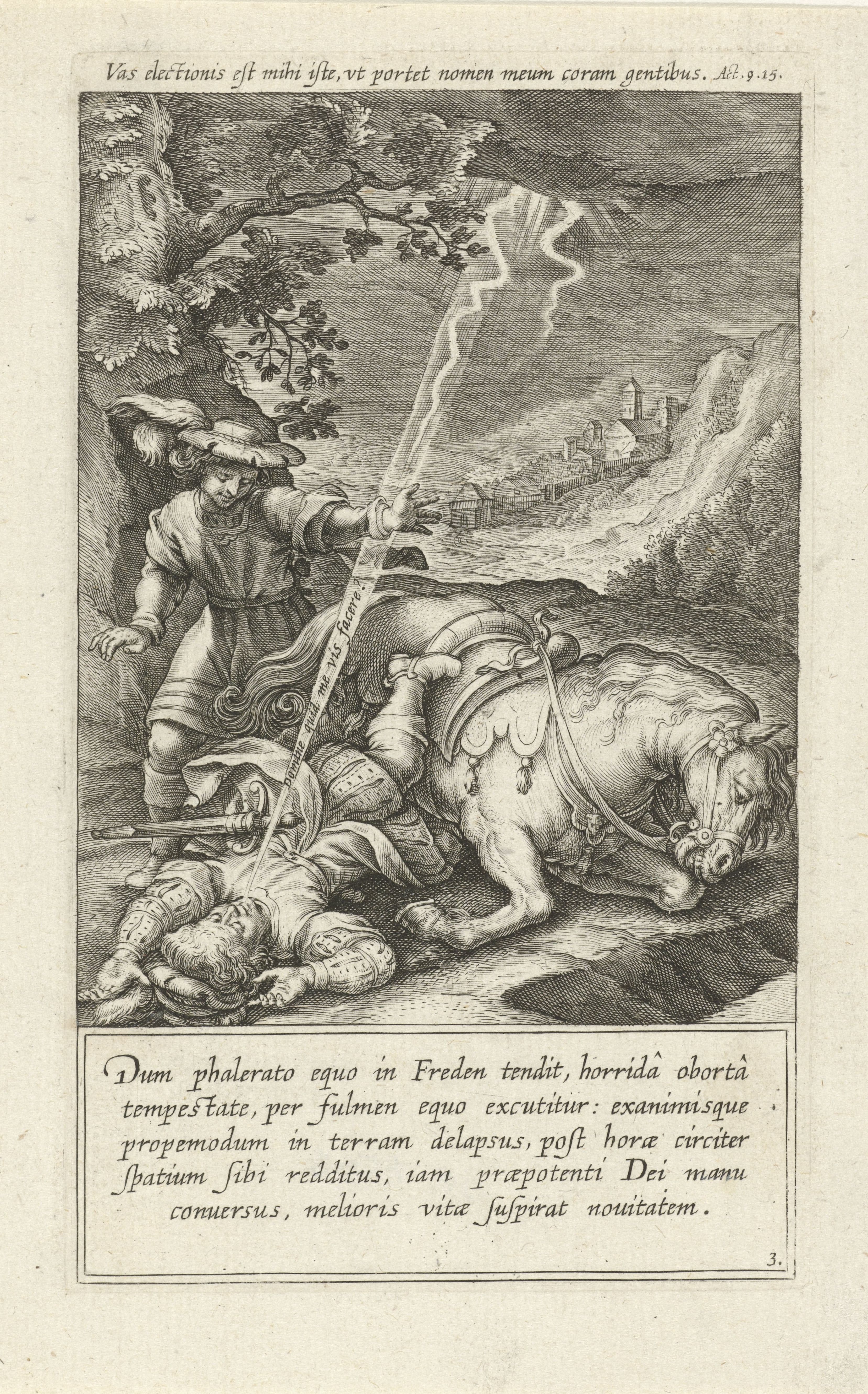 Norbert thrown from his horse by lightning on the road to Vreden