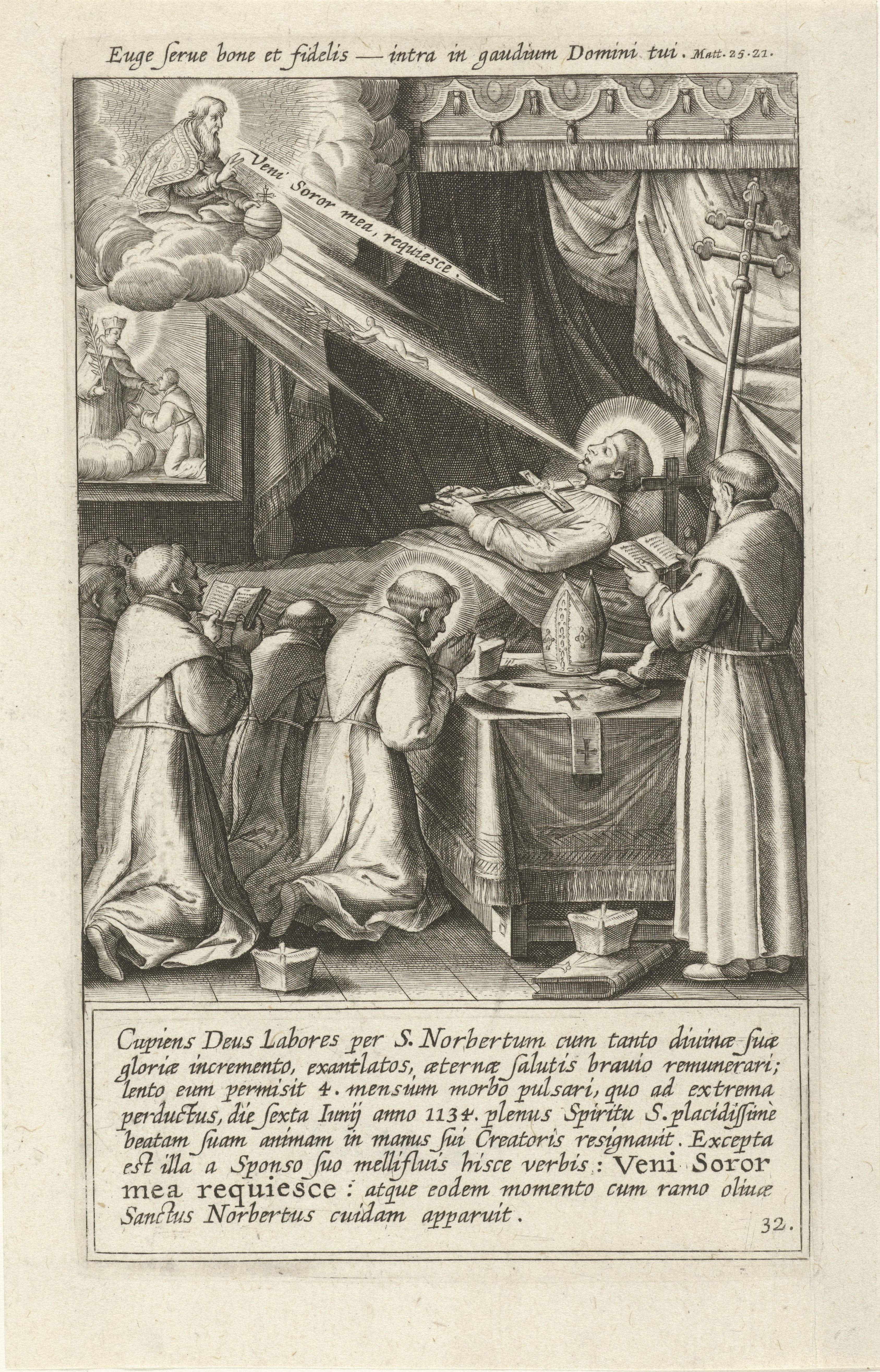 Saint Norbert on his deathbed at Magdeburg, surrounded by his brethren