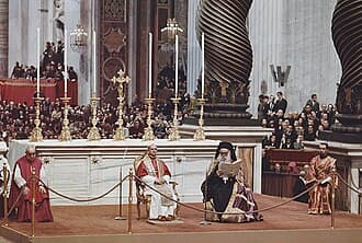Paul VI and Athenagoras at Saint Peter's in Rome in 1967