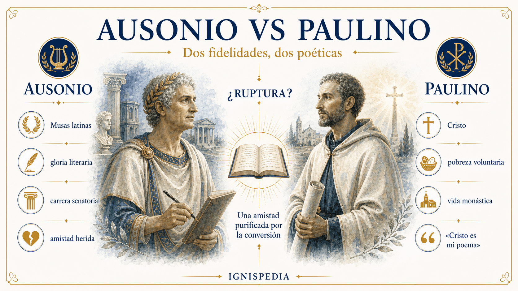 Encuentro infográfico entre Ausonio y san Paulino de Nola