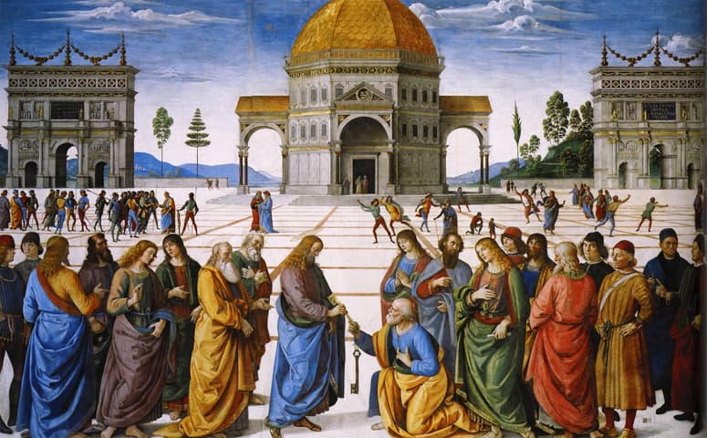Perugino, A Entrega das Chaves a são Pedro, fresco da Capela Sistina