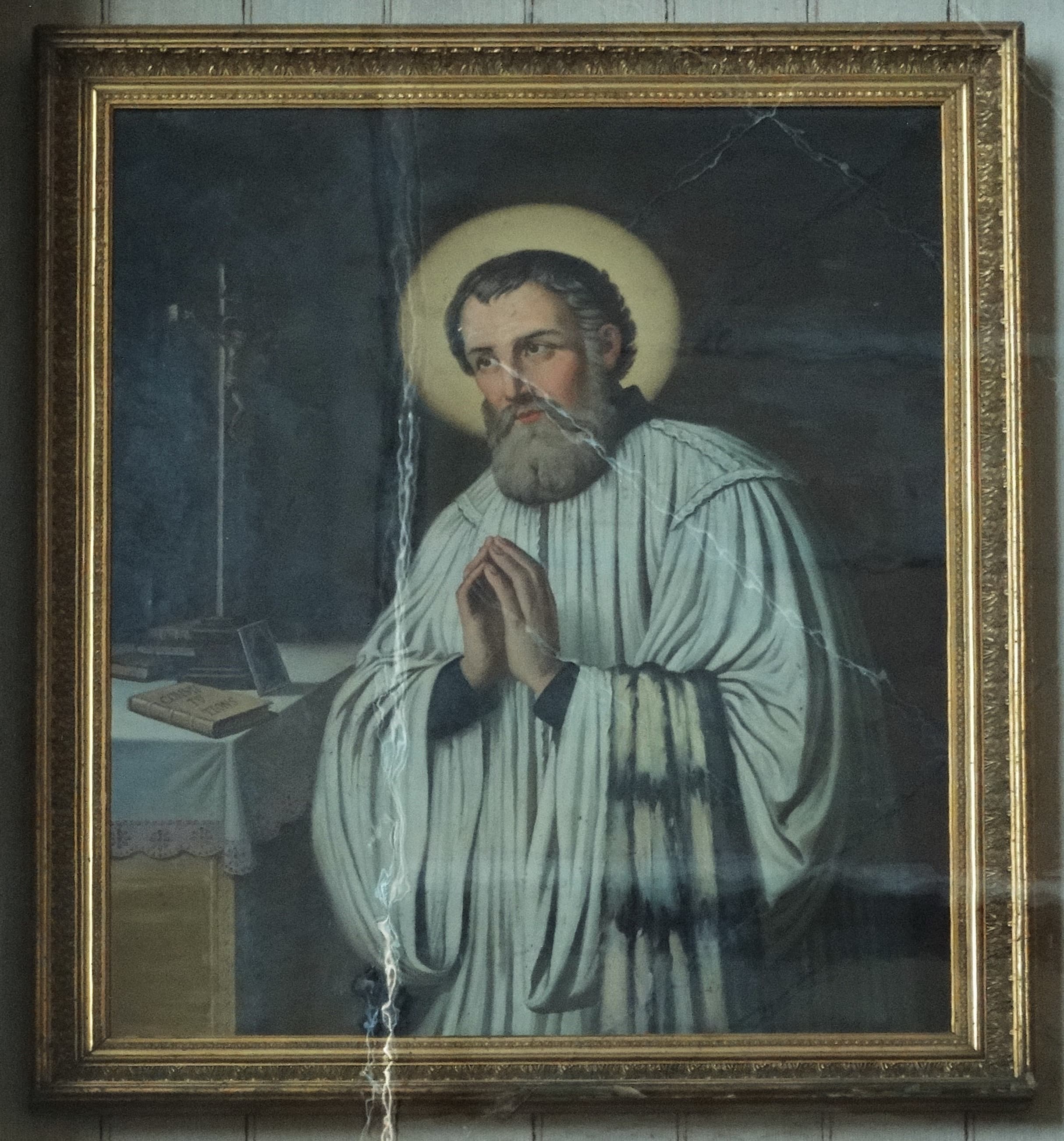 Quadro de são Pedro Fourier em oração, basílica de São Pedro in Vincoli, em Roma