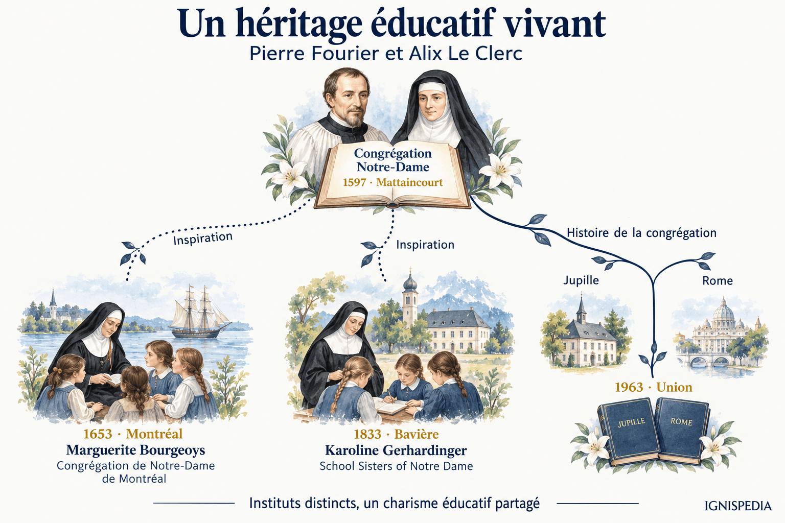 Irradiação educativa de Pedro Fourier e Alix Le Clerc: Montreal, Baviera e união de 1963
