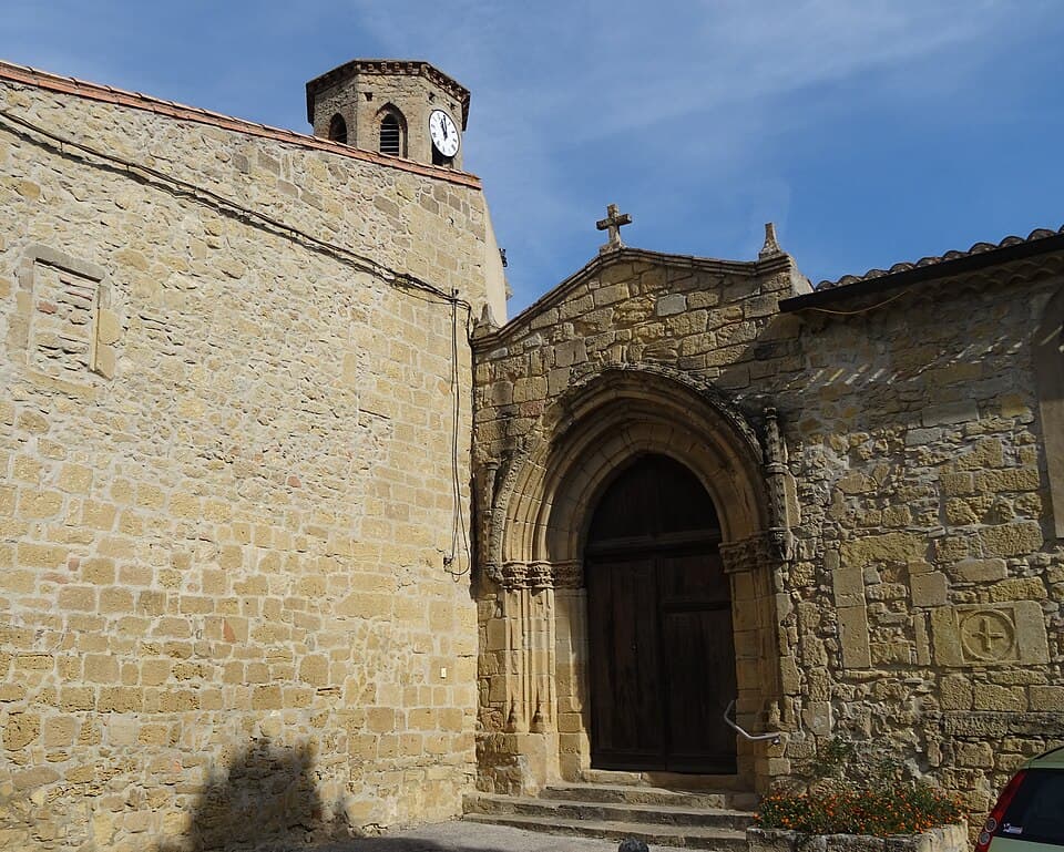 Porch of the church of Sainte-Puelle at Mas-Saintes-Puelles.