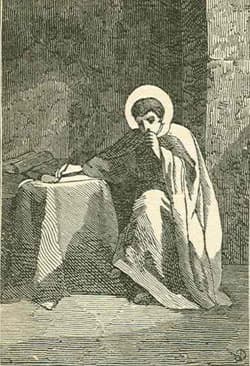 Traditional portrait of Saint Prosper of Aquitaine, a fifth-century lay theologian and defender of grace.