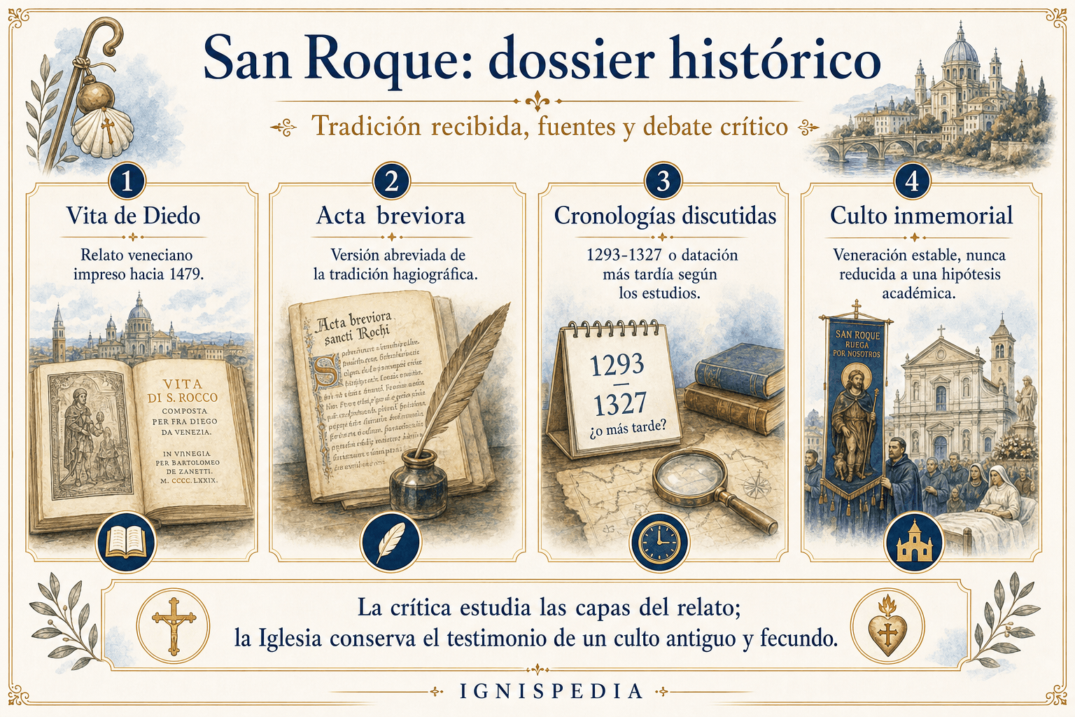 Diagrama que compara la tradición recibida, la cronología tardía y la hipótesis de Pierre Bolle sobre San Roque