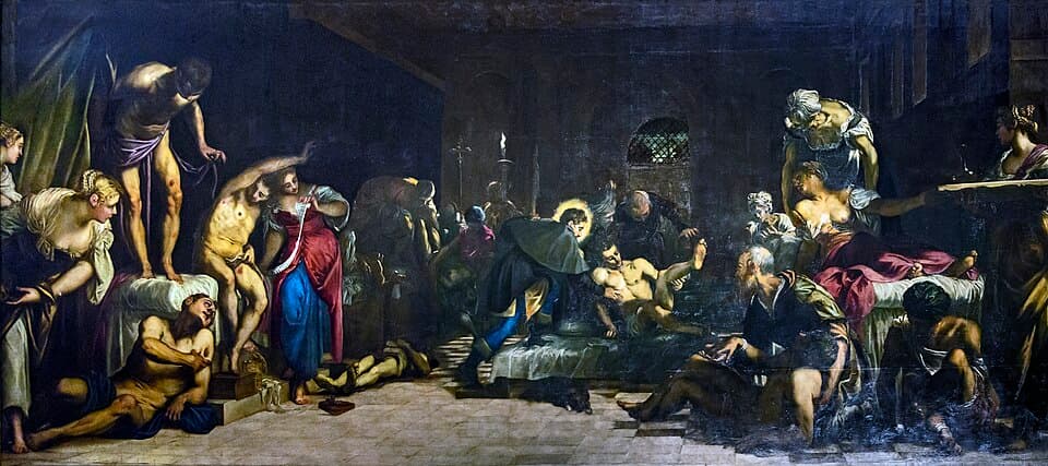 Le Tintoret, Saint Roch guérissant les pestiférés dans l'église San Rocco de Venise