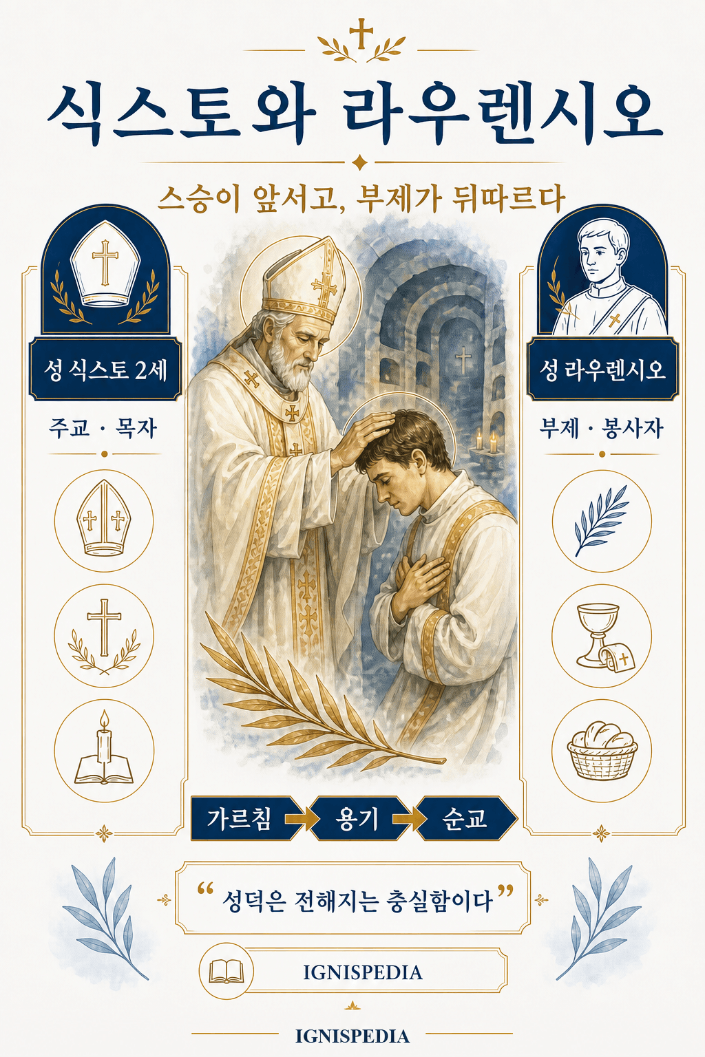 성 식스토 2세와 성 라우렌시오에 관한 이그니스피디아 인포그래픽