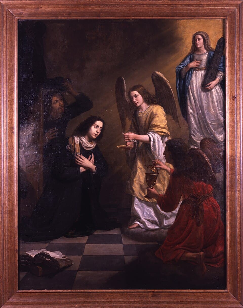 Stanislas Kostka reçoit la communion des anges dans une peinture de Jan van Cleve