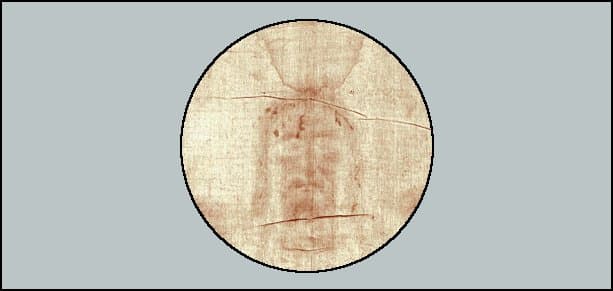 Image du Mandylion d'Édesse — linge byzantin présentant l'empreinte du visage du Christ.