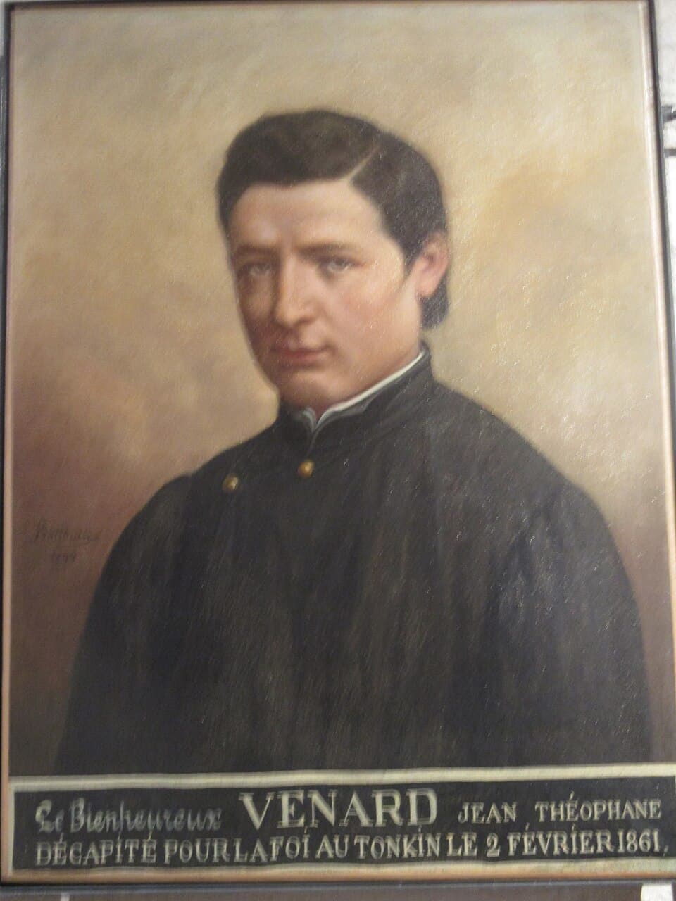 Ritratto dipinto di san Teofano Vénard nella cripta delle Missioni Estere di Parigi