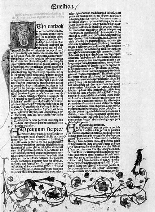 Печатная страница Суммы теологии, издание 1482 года