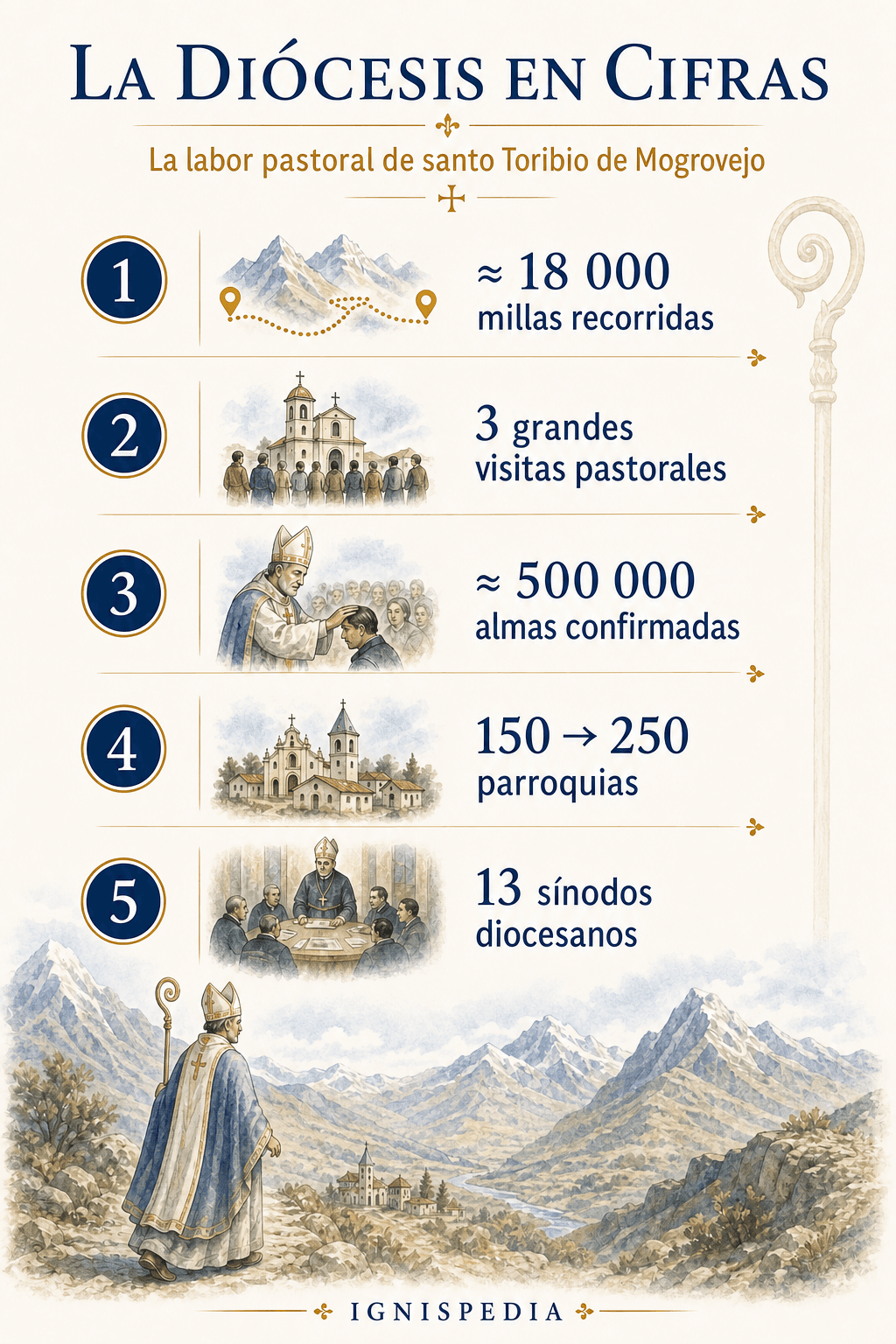 Infografía de las cifras pastorales de santo Toribio de Mogrovejo