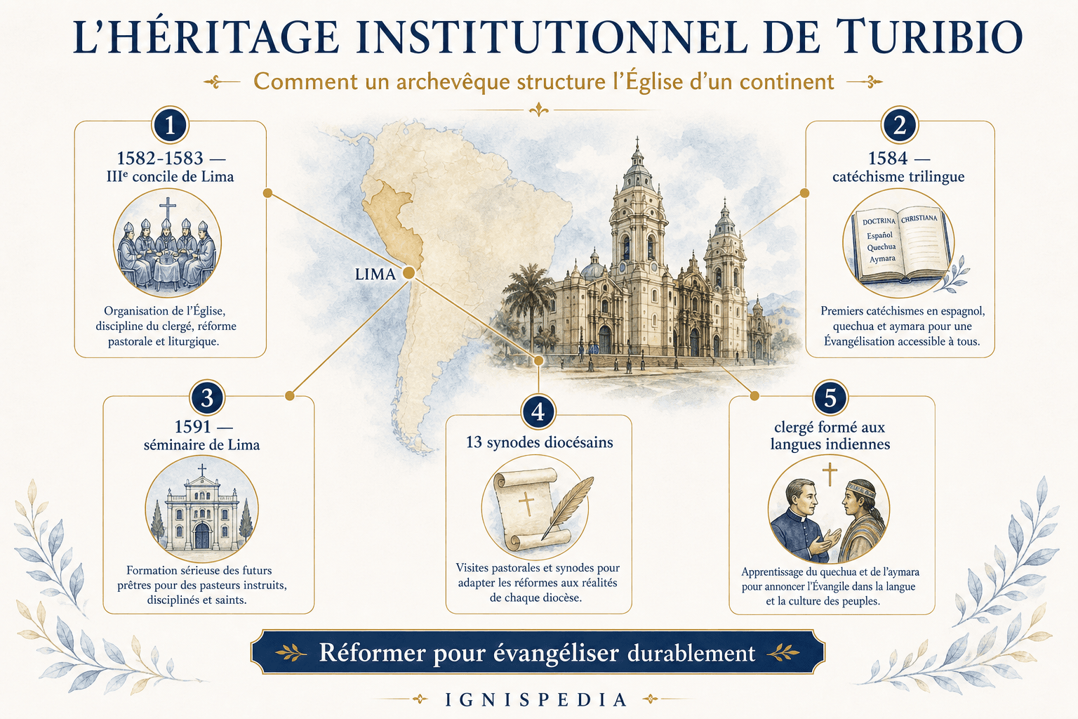 Infographie de l'héritage institutionnel de saint Turibio de Mogrovejo