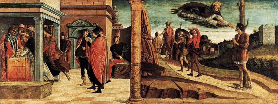Escenas de la vida de san Vicente Ferrer en una predela de Giovanni Bellini