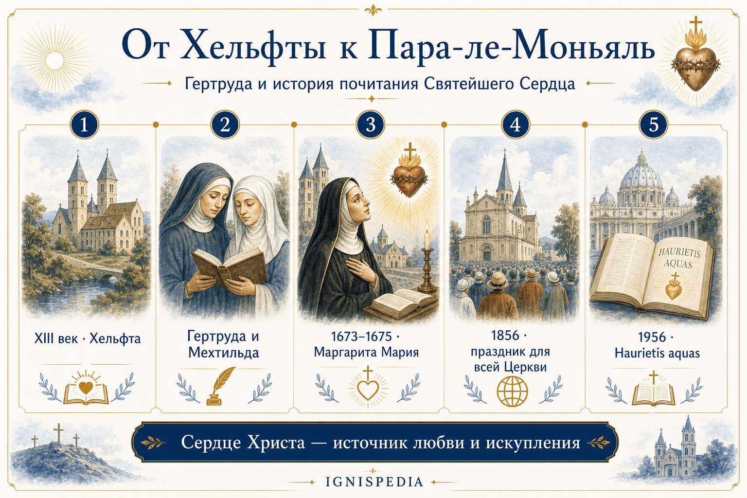 Фриза, связывающая святую Гертруду Хельфтскую с позднейшим почитанием Святейшего Сердца