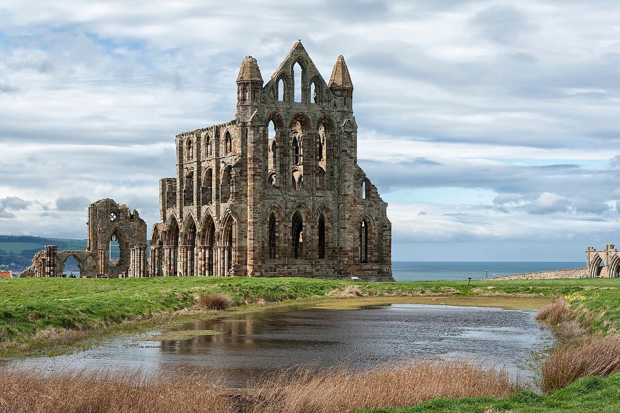 Ruins of Whitby Abbey on the cliff above the North Sea