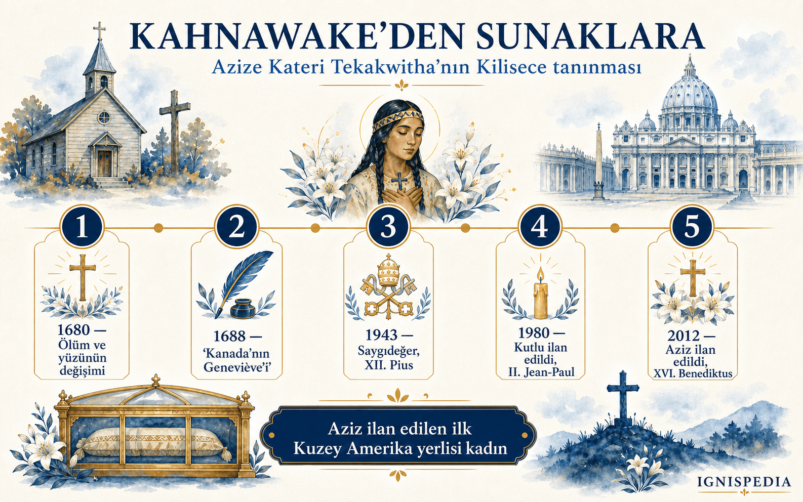 Azize Kateri Tekakwitha’nın kilise tarafından tanınmasının zaman çizelgesi