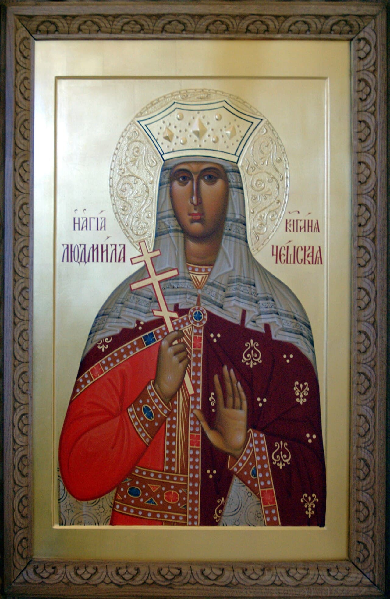 Icône contemporaine de sainte Ludmila, duchesse de Bohême et martyre
