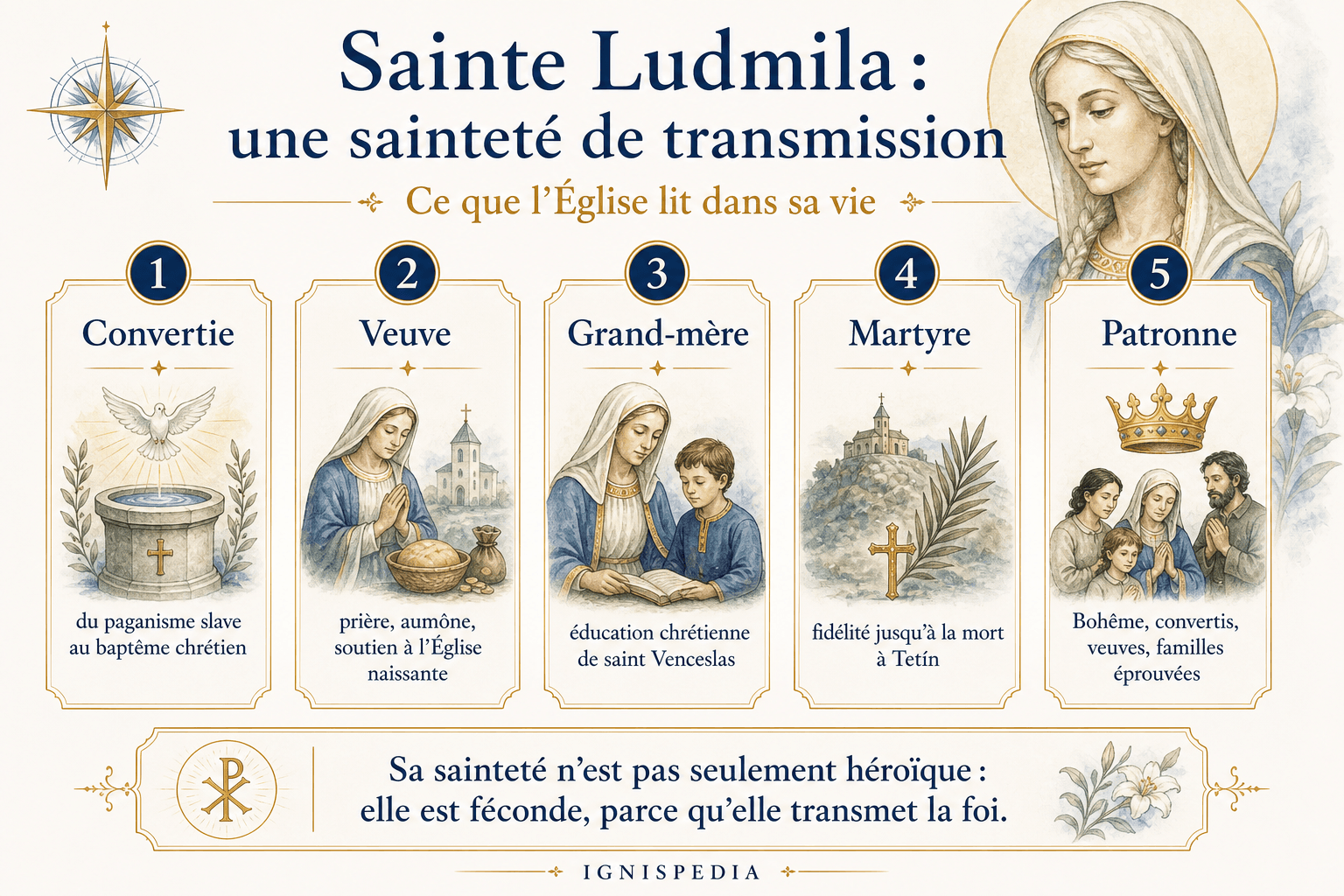 Infographie résumant la sainteté de transmission de sainte Ludmila