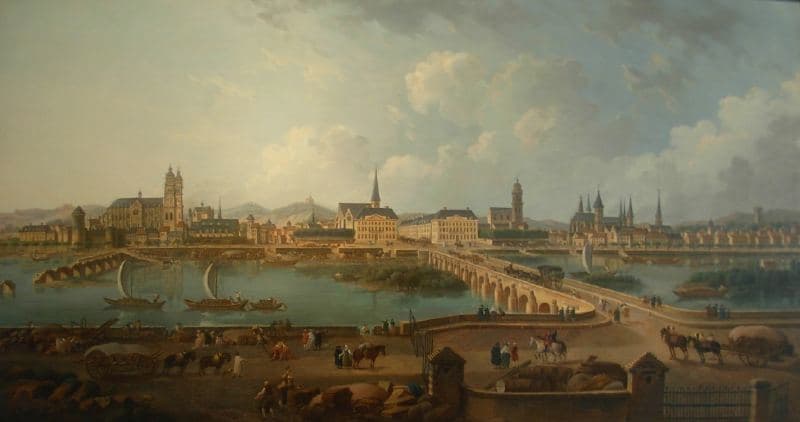 Old view of the city of Tours and the Loire