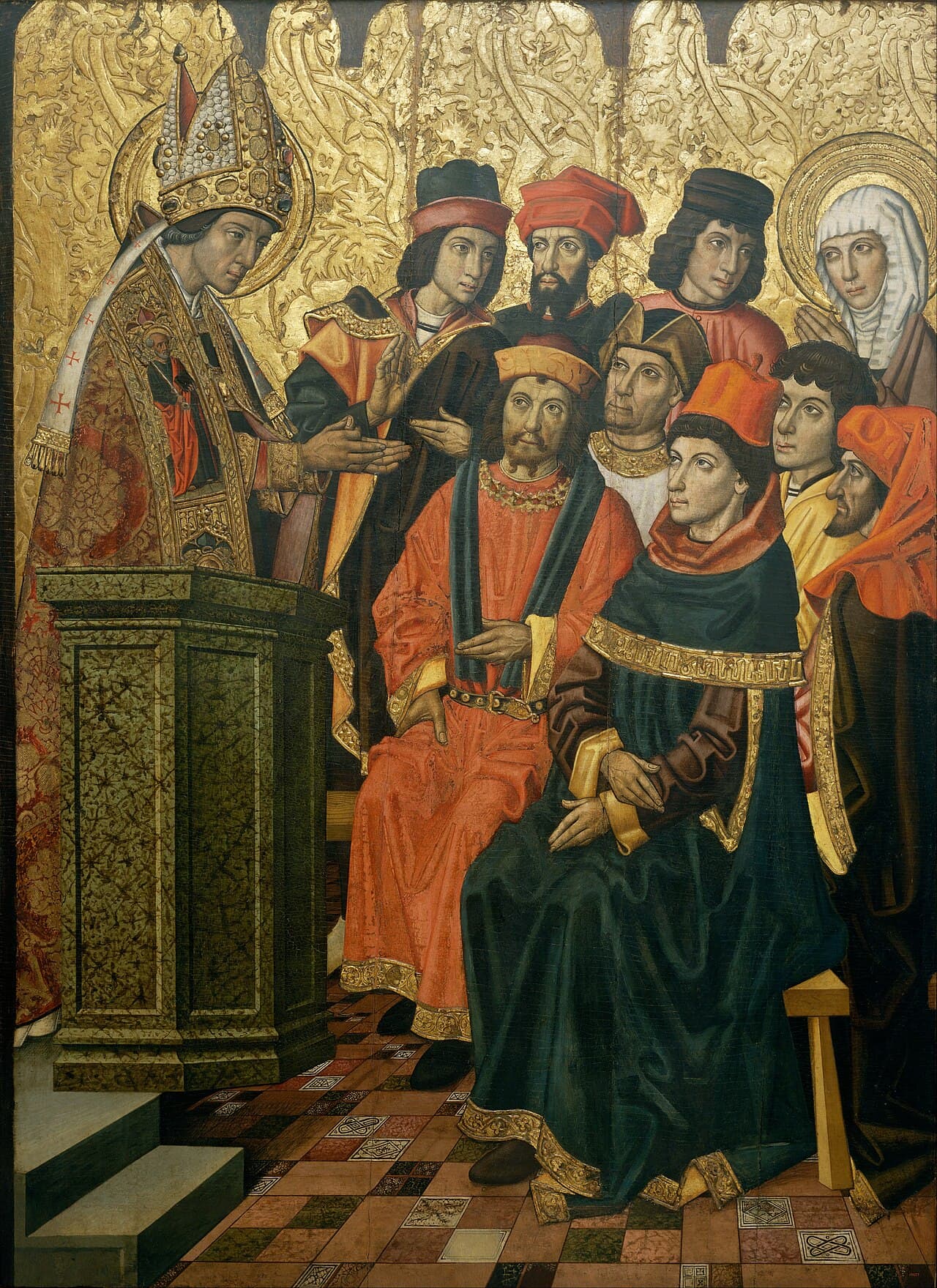 Sant'Agostino e santa Monica all'ascolto di un sermone di sant'Ambrogio, gruppo Vergós