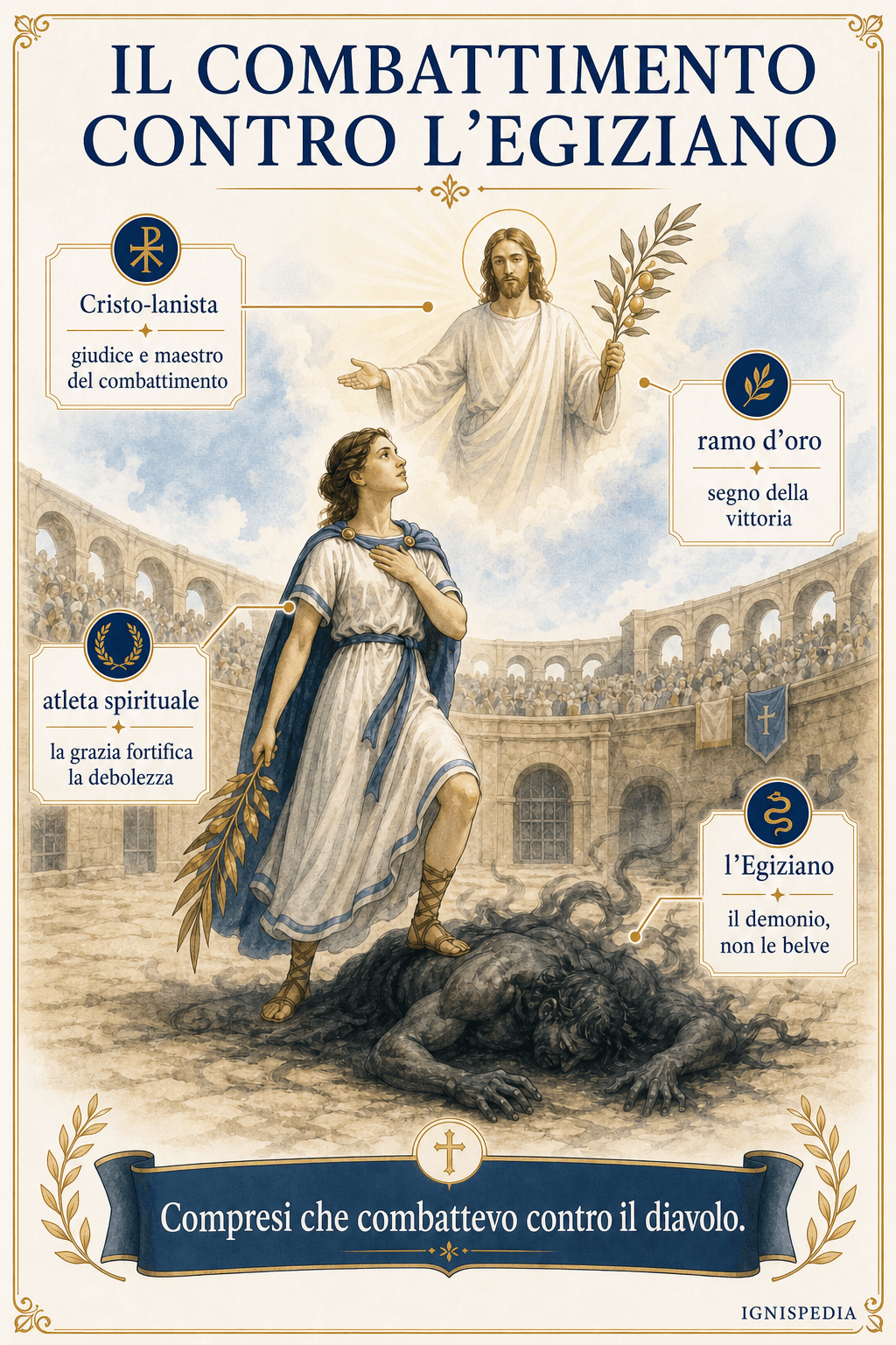 Infografica del combattimento spirituale di santa Perpetua contro l’Egiziano