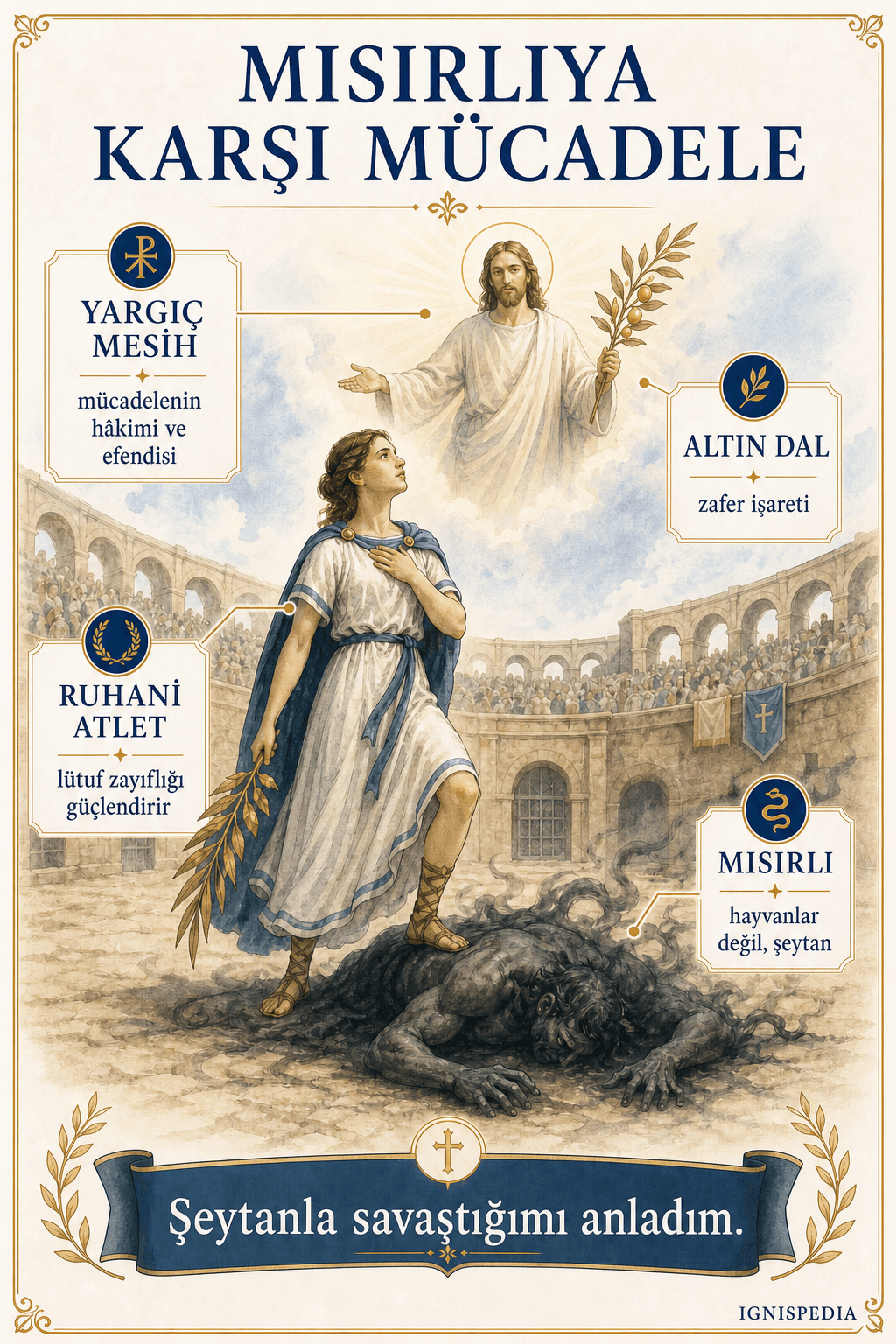 Azize Perpetua'nın Mısırlı ile manevi mücadelesinin infografiği