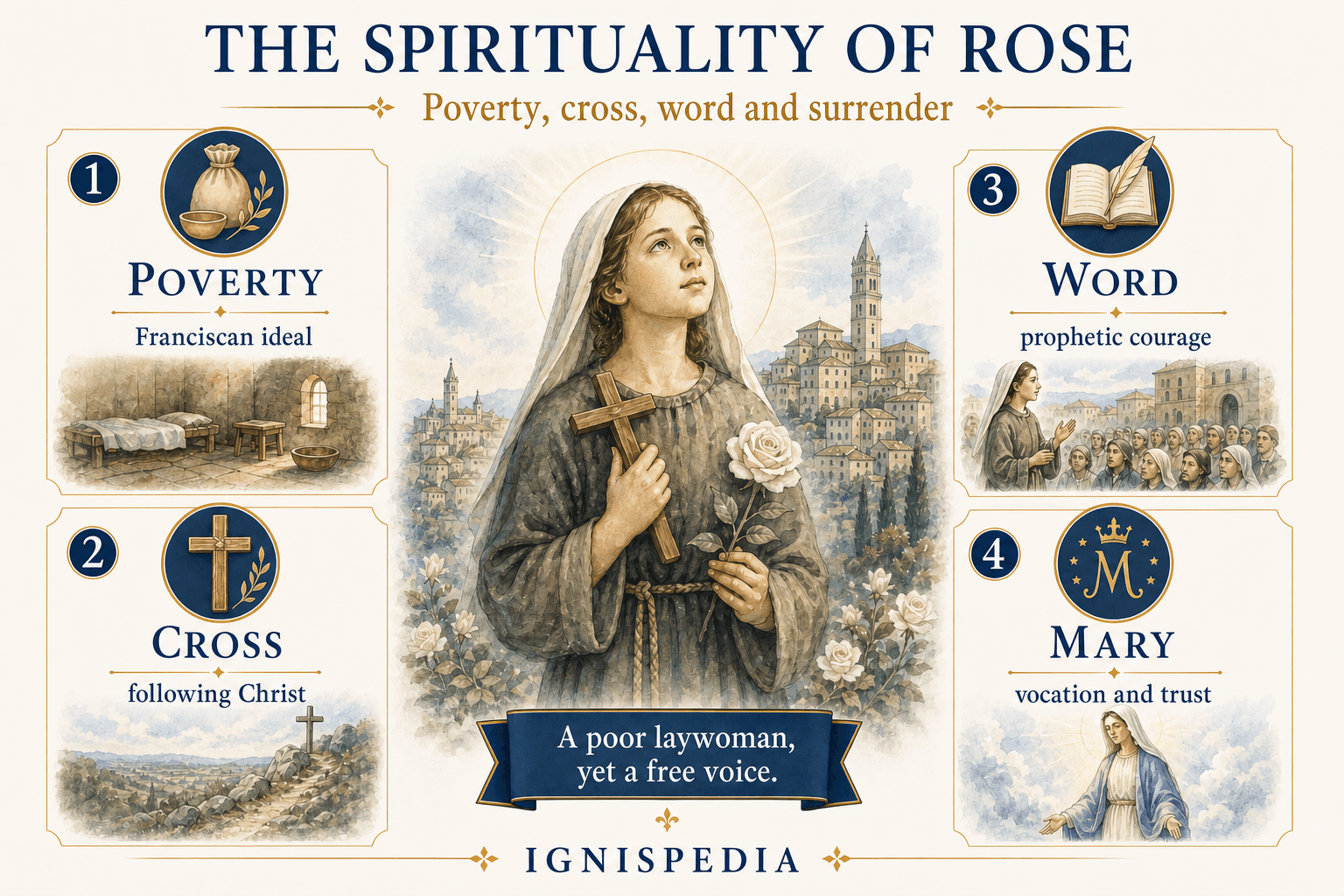 Infographic on the four dimensions of Saint Rose’s spirituality