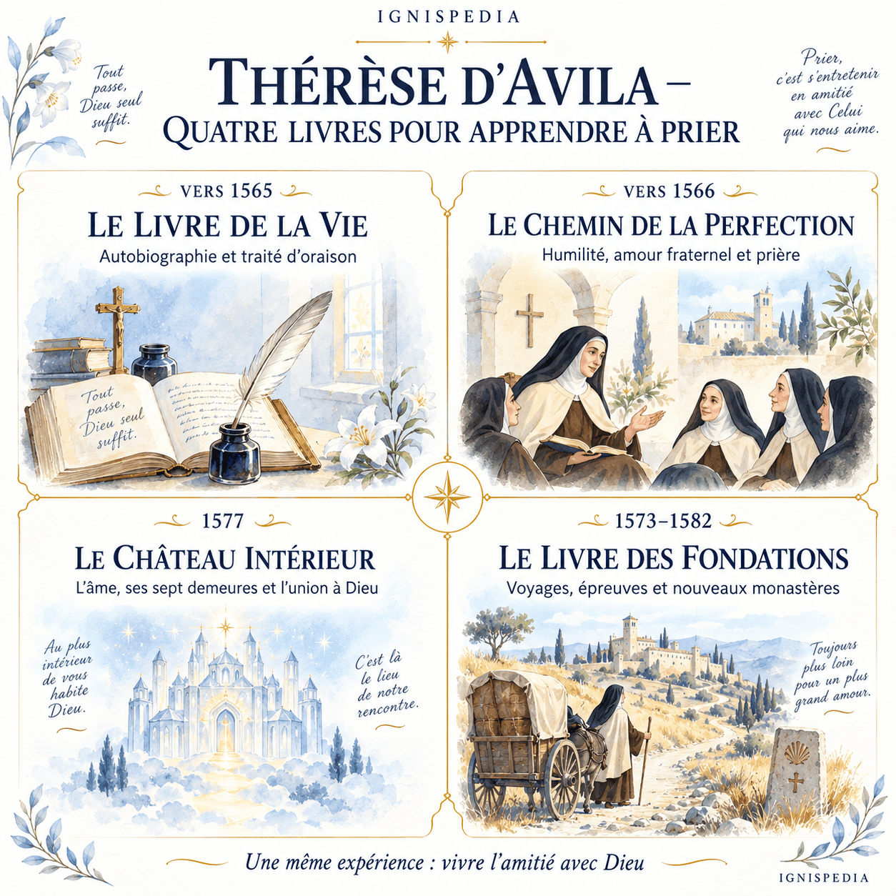 Les quatre grandes œuvres de Thérèse d’Avila, leurs dates et leurs thèmes