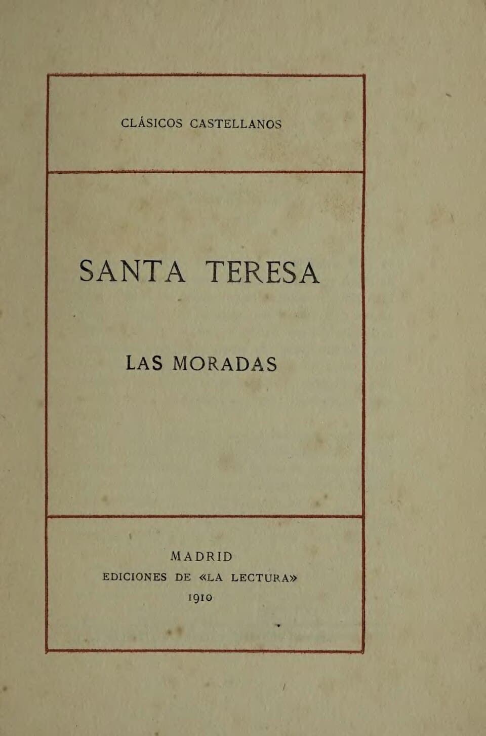 Titelblatt der Wohnungen in der Madrider Ausgabe von 1910