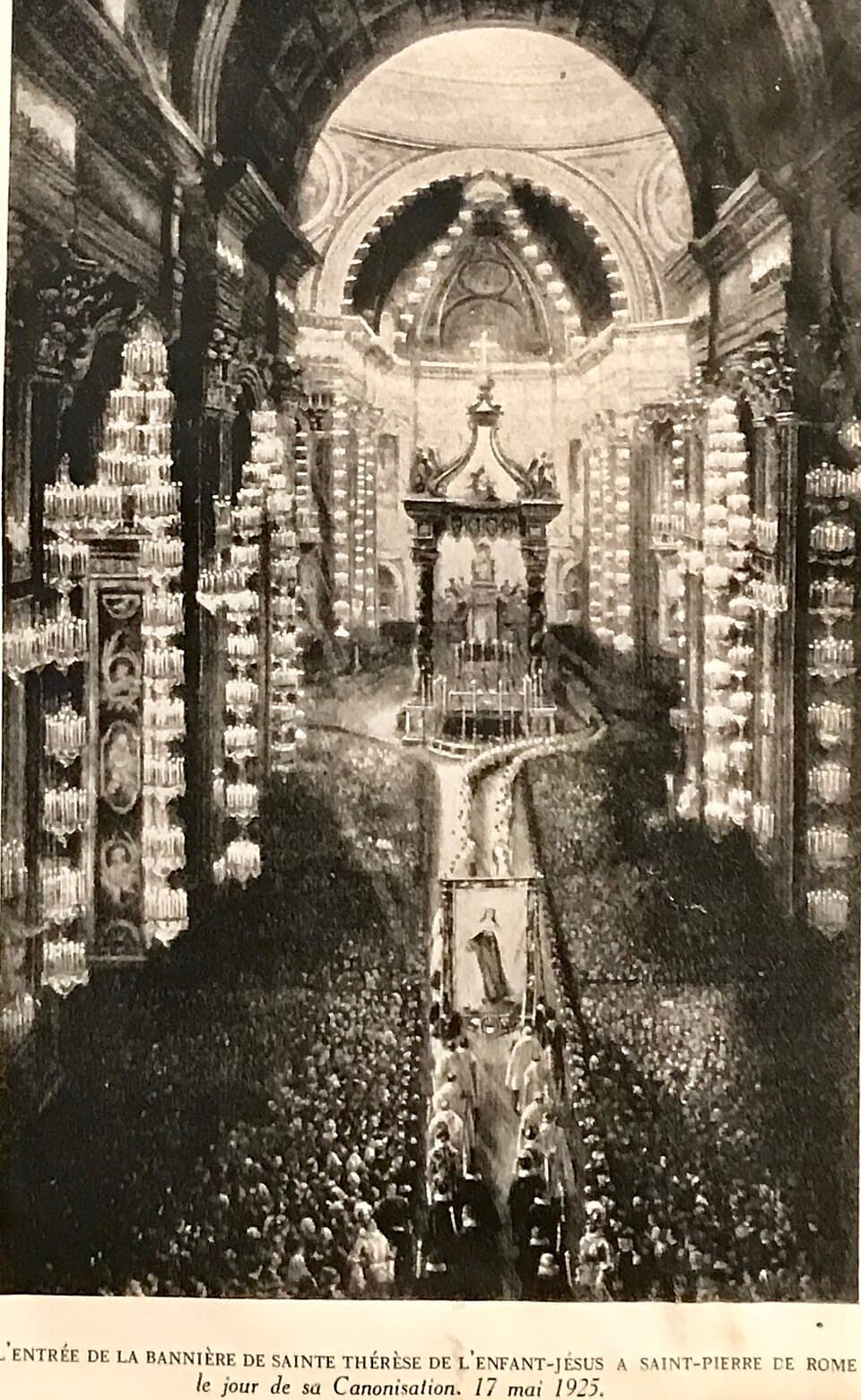 Thérèse's banner entering Saint Peter's at her canonization in 1925