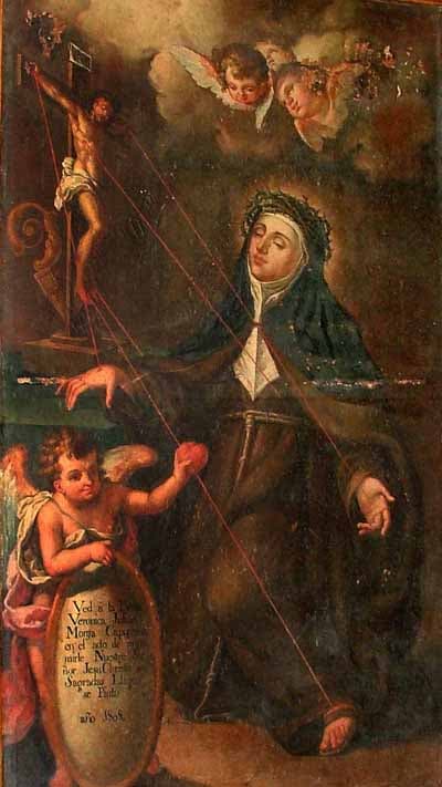 Antico dipinto che raffigura la stimmatizzazione di santa Veronica Giuliani