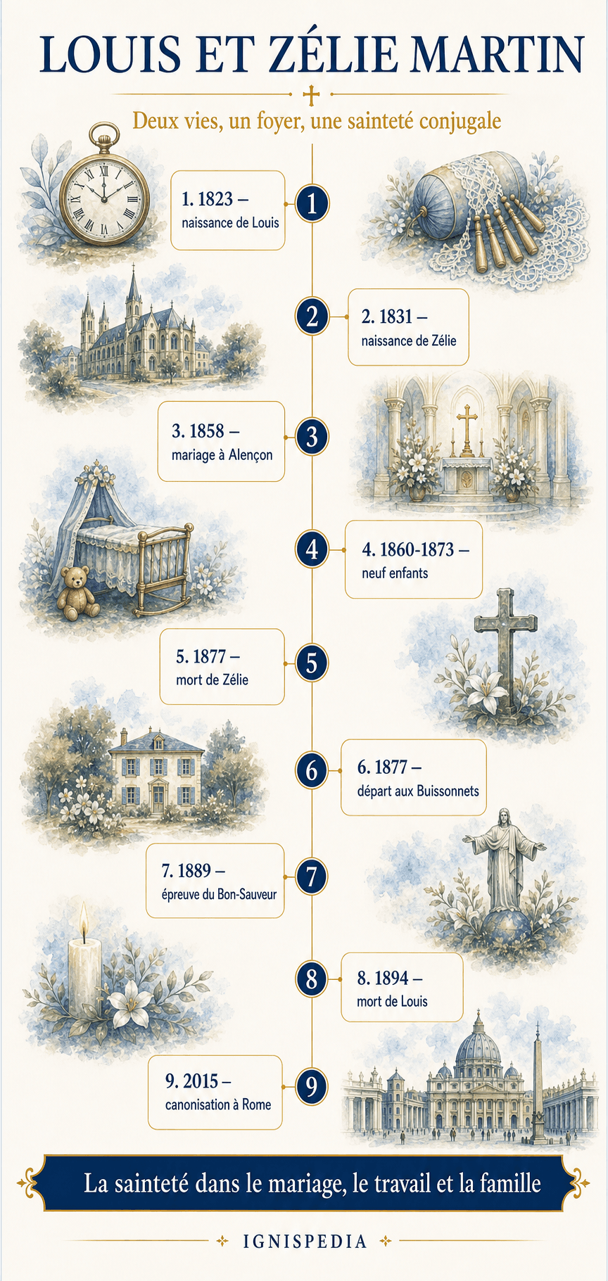Frise chronologique de la vie de Louis et Zélie Martin