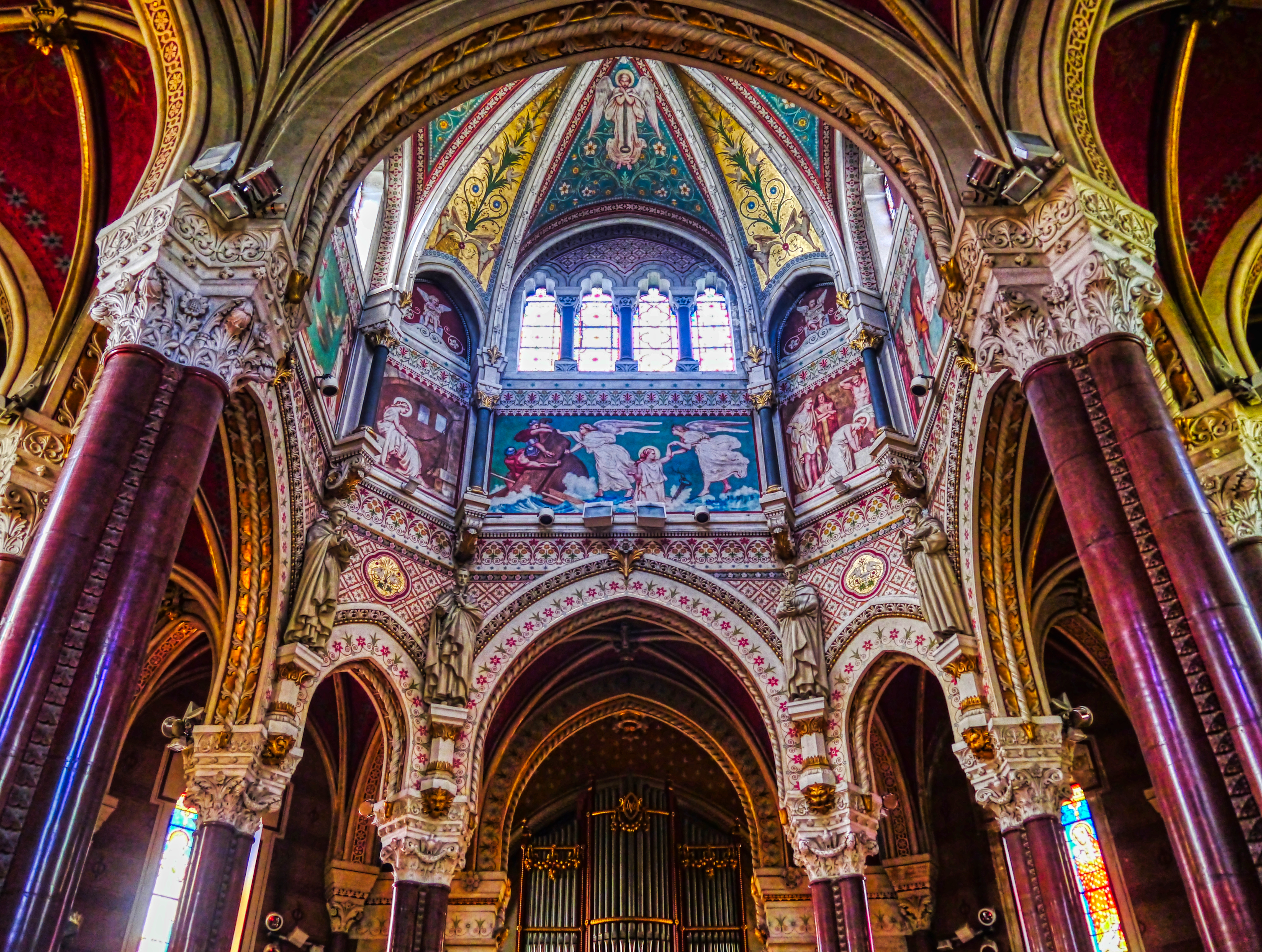 Dome and interior of the Saint Sixtus basilica of Ars