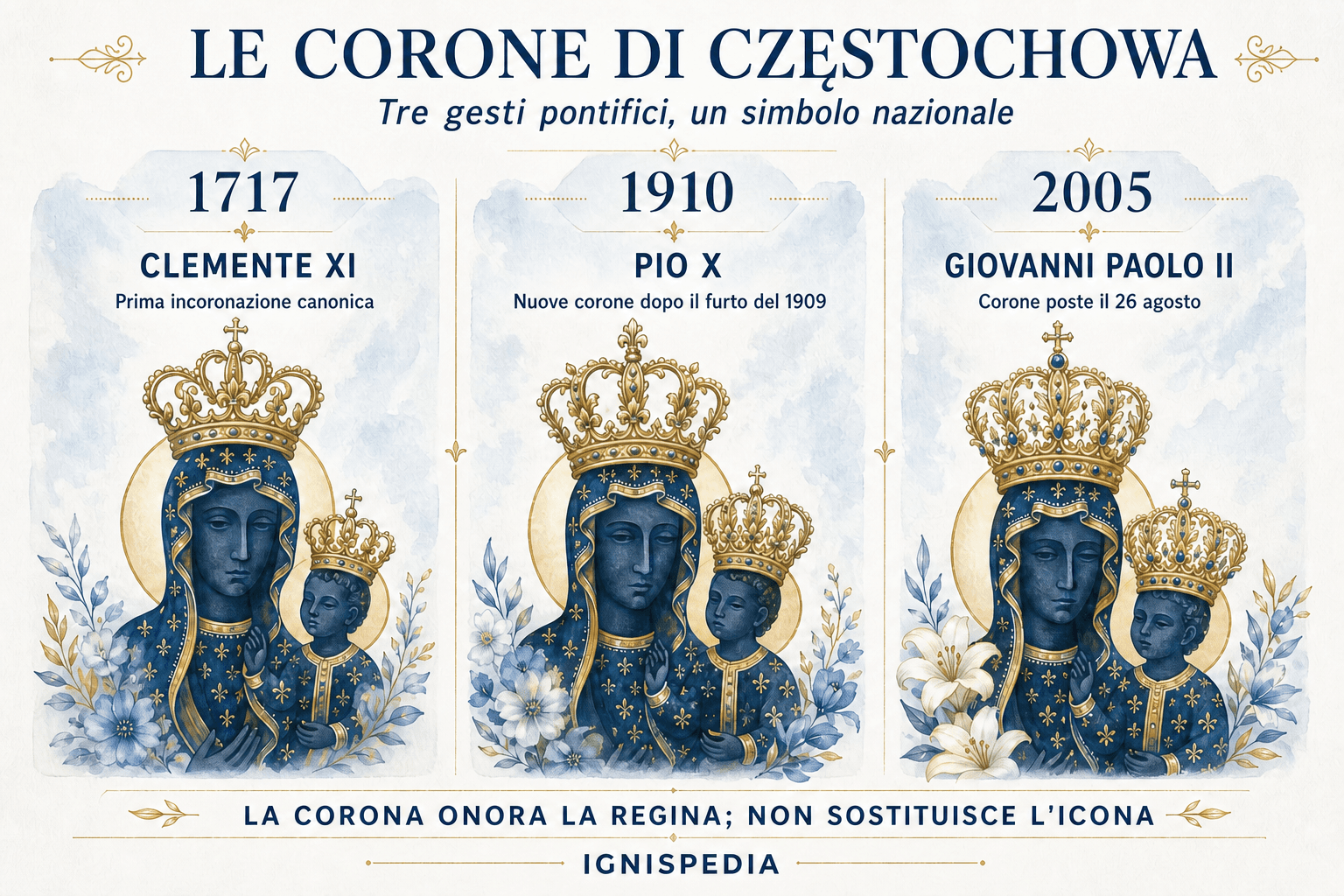 Confronto fra le incoronazioni dell'icona di Częstochowa nel 1717, 1910 e 2005