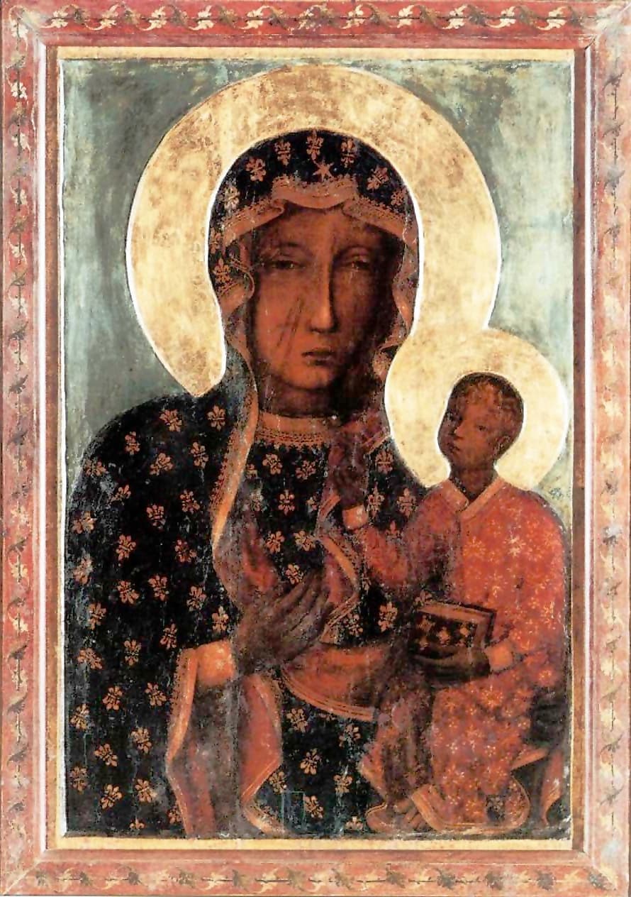 Icona originale di Nostra Signora di Częstochowa, la Madonna Nera con le cicatrici del 1430