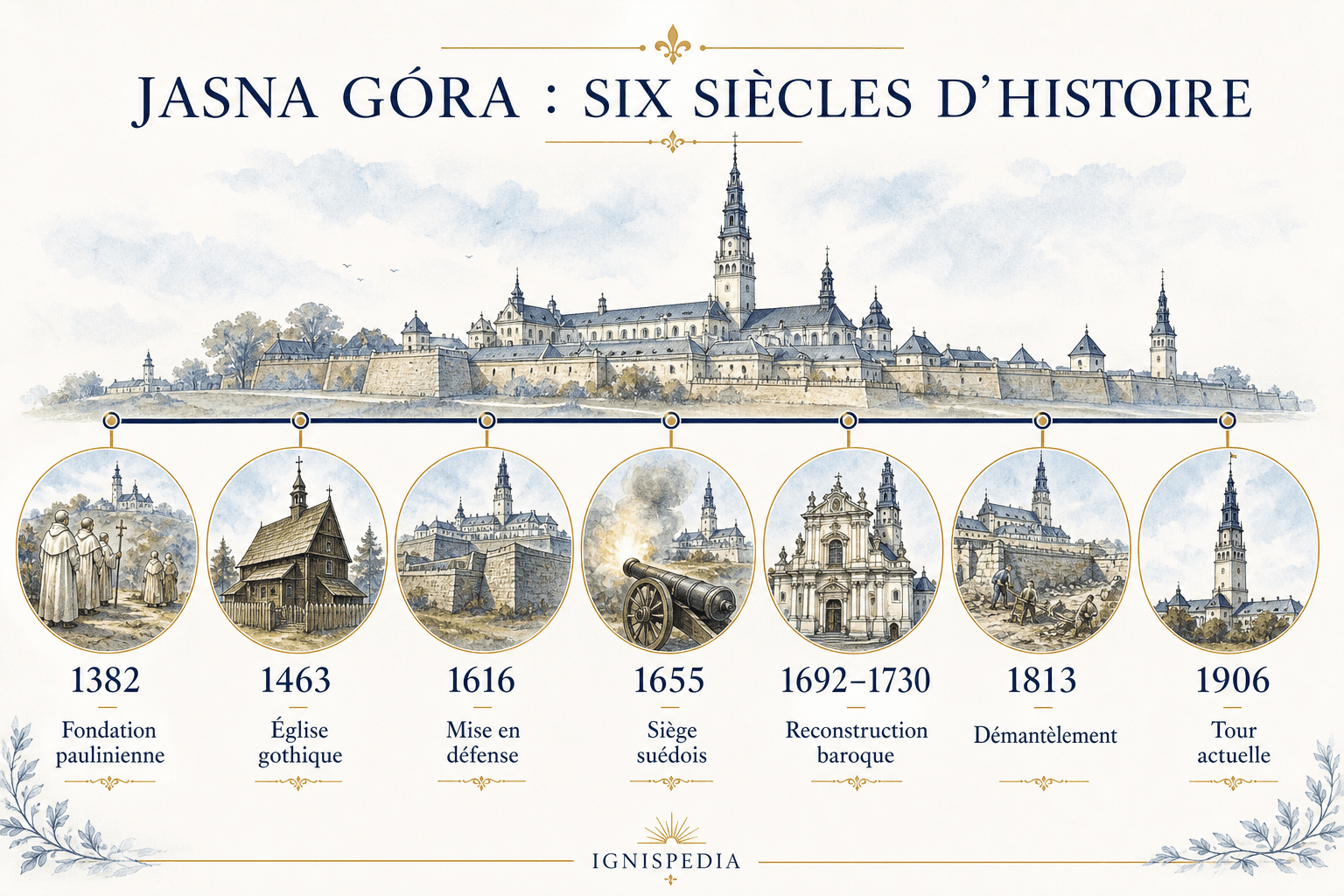 Chronologie illustrée de Jasna Góra de la fondation paulinienne à la tour actuelle